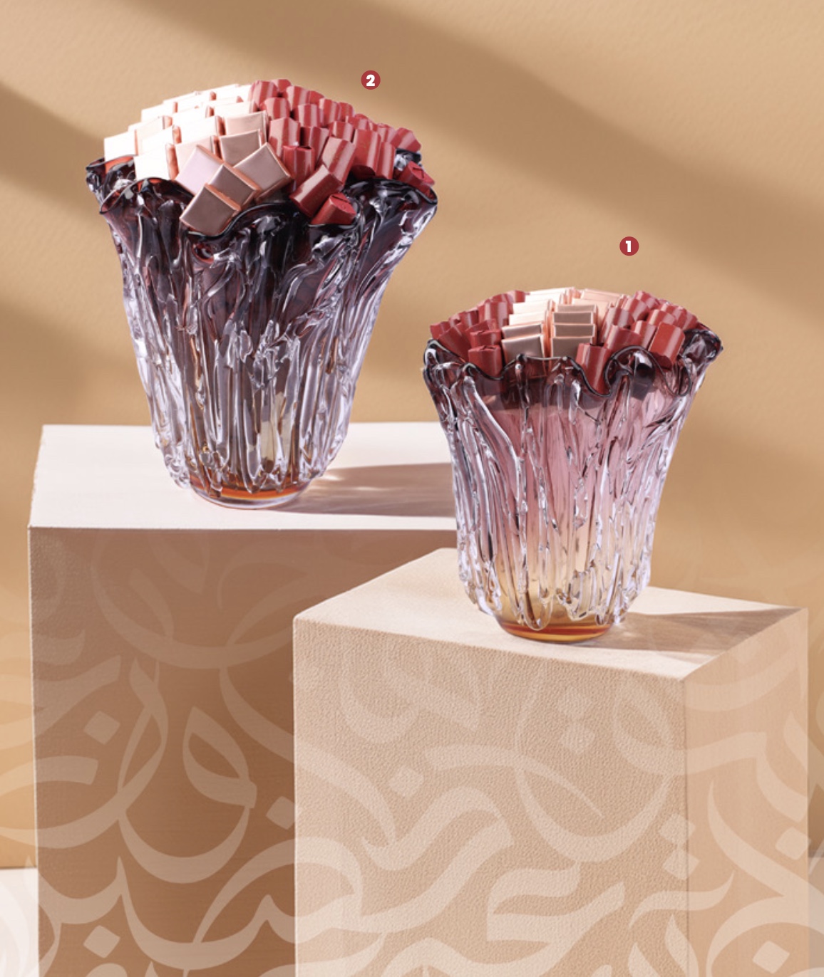 Vase artistique dégradé rose ambré