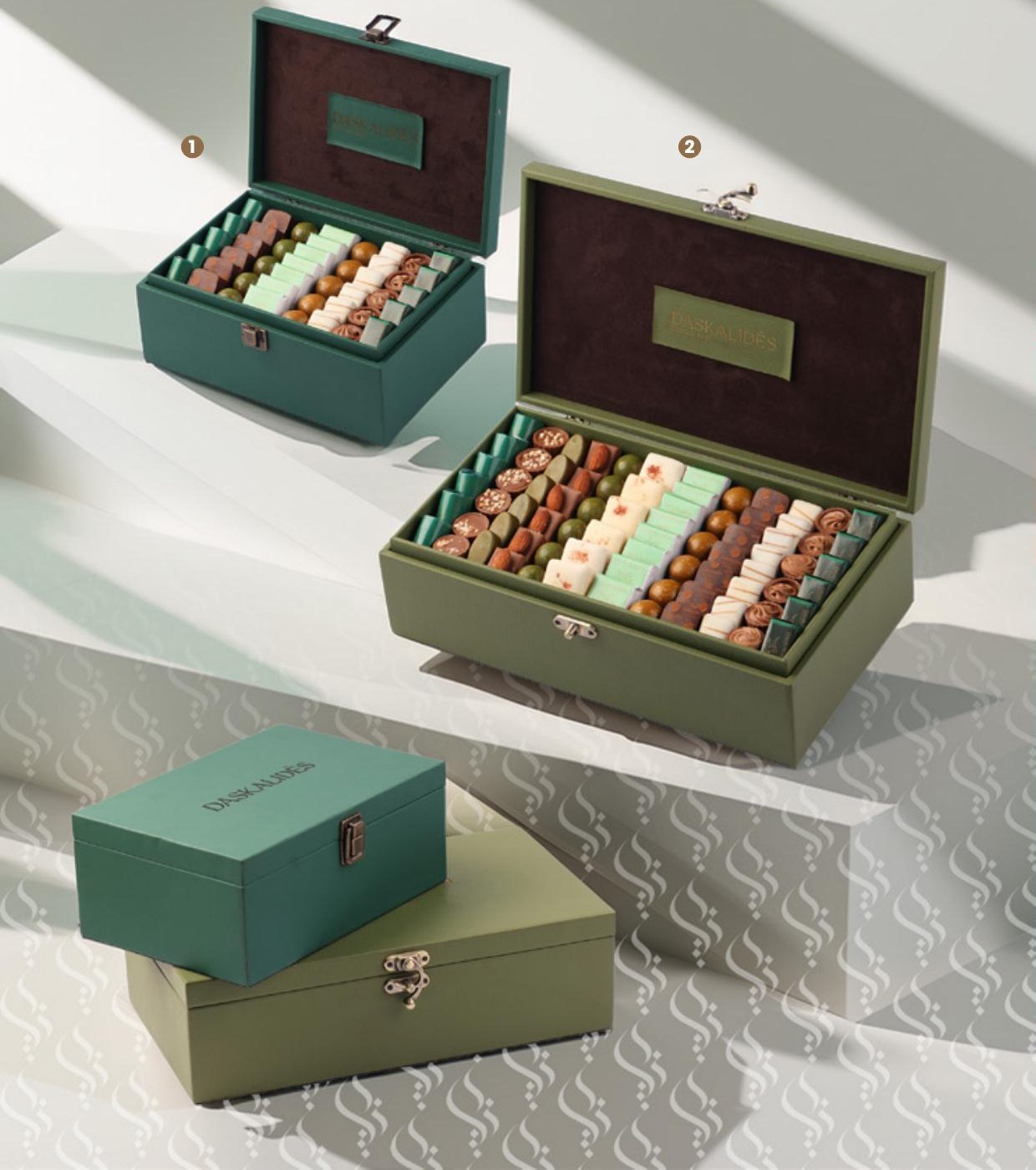 Coffret Prestige simili cuir vert olive
