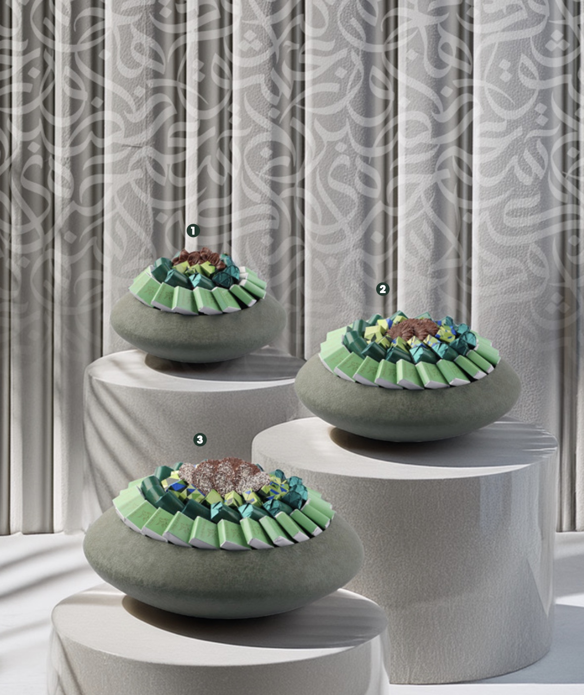 Cache pot design galet vert sauge